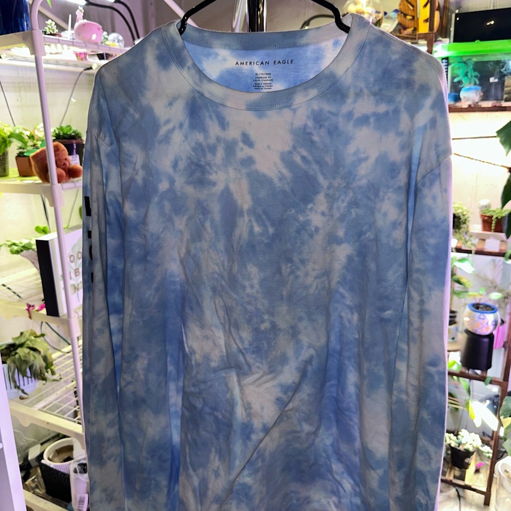 Men’s American Eagle Blue Tie-Dye Long Sleeve Shirt